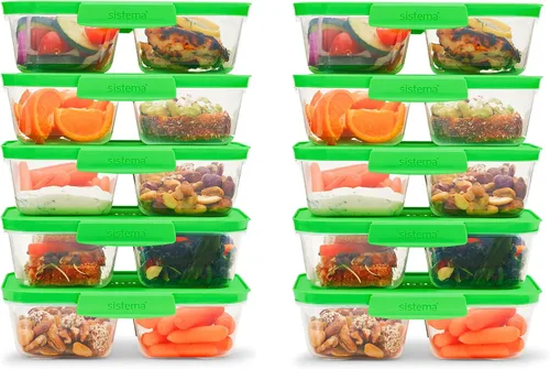 Vista 7 de Sistema Nest It - Recipientes de almacenamiento de alimentos para preparación de comidas con tapas, 2 compartimentos, 3.7 tazas, plástico, paquete