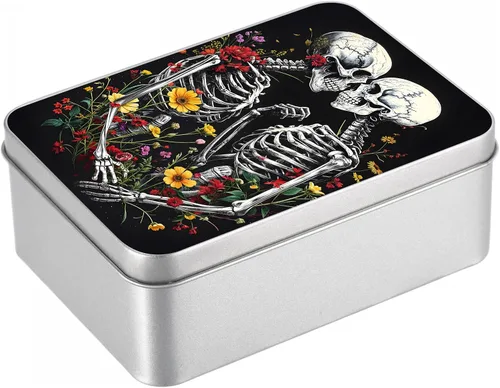 Vista 39 de Caja de lata de metal con tapa, contenedor de almacenamiento rectangular vacío de hojalata, estuche de lata portátil ligero para manualidades