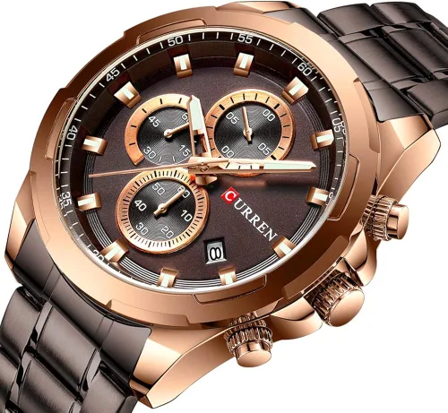 Vista 2 de CURREN Reloj para hombre, de acero inoxidable, cronógrafo, de cuarzo, para hombre, reloj deportivo, fecha, Relogio, Masculino, reloj Hombr, Plateado