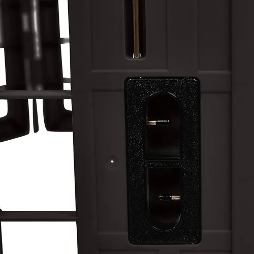 Vista 4 de Amazon Basics Corral Octogonal de Plástico para Mascotas de 8 Paneles con Puerta, 59 x 58 x 28 Pulgadas, Negro