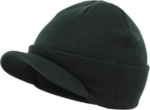 Vista 9 de Home Prefer - Gorro de invierno para hombre con visera, cálida y doble punto.