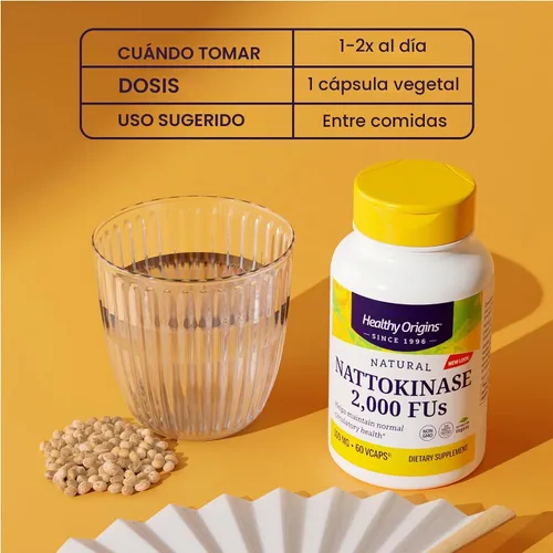 Vista 5 de Healthy Origins Nattokinase 2,000 FUs 100 mg, 60 cápsulas vegetales