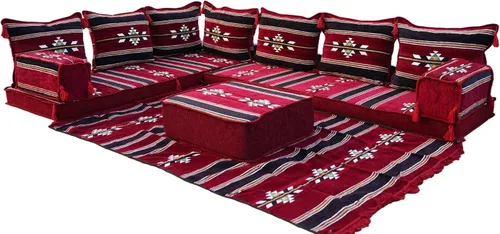 Vista 28 de Sofá de piso modular hecho a mano arabicsofa – Asiento oriental Majlis con cojines de respaldo