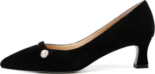 Vista 4 de ROSERWISH Zapatos de vestir de tacón bajo para mujer, cómodos, para fiestas, oficina, gatitos, zapatos de vestir de 2 pulgadas
