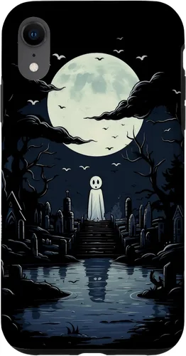 Vista 24 de iPhone 16 Ghost Halloween Cemetery Scary Creepy Case
