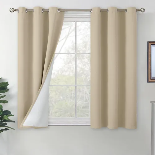 Vista 8 de BGment Cortinas opacas cortas de 30 pulgadas de largo, 2 paneles de cortinas 100% de oscurecimiento de la habitación para ventanas pequeñas