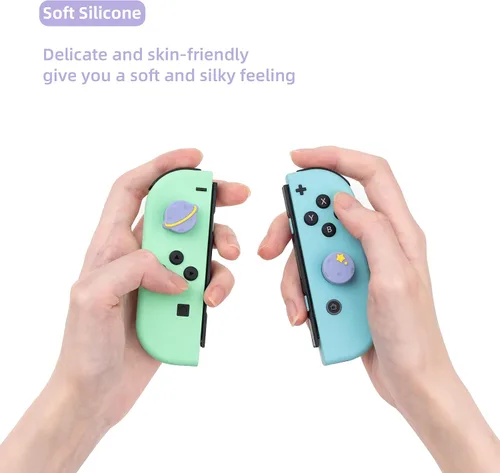 Vista 3 de GeekShare Tapas de agarre para el pulgar compatibles con Nintendo Switch OLED Switch Lite funda de silicona suave para palanca de mando 4