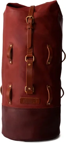 Vista 25 de Bolsa de lona para motocicleta de cuero genuino de grano completo resistente de inspiración militar Alforja Bolsa de fin de semana Con correas