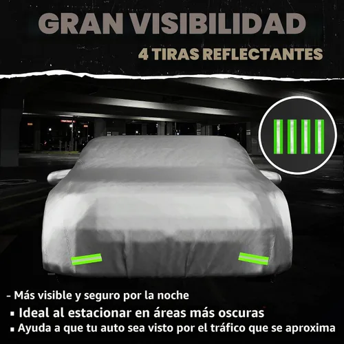 Vista 6 de Mockins - Funda para automóvil de poliéster plateado 190T, para todo tipo de clima, transpirable e impermeable, protegerá tu vehículo contra