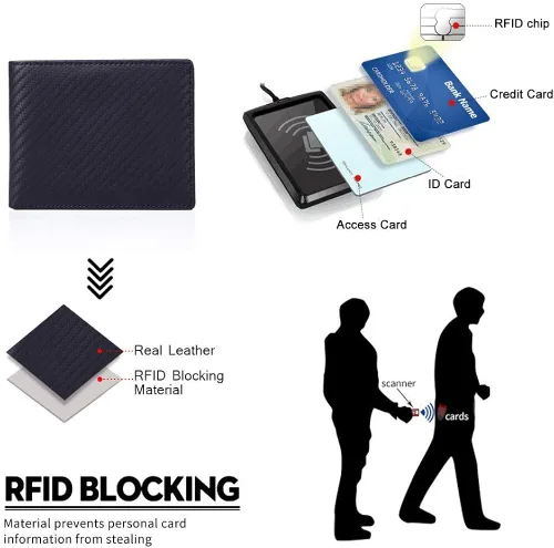 Vista 5 de Lositto Cartera de cuero de grano superior con bloqueo RFID para hombres excelente como plegable de viaje