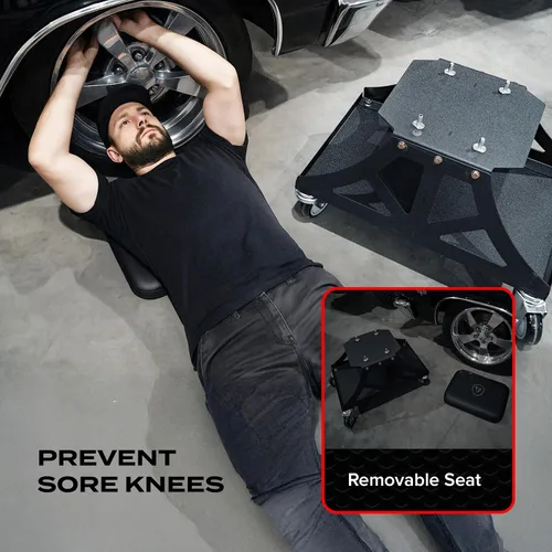 Vista 7 de Vyper Low Pro - Taburete de garaje con asiento extraíble para mecánicos, automoción, bricolaje, silla de taller con ruedas de capacidad de 400