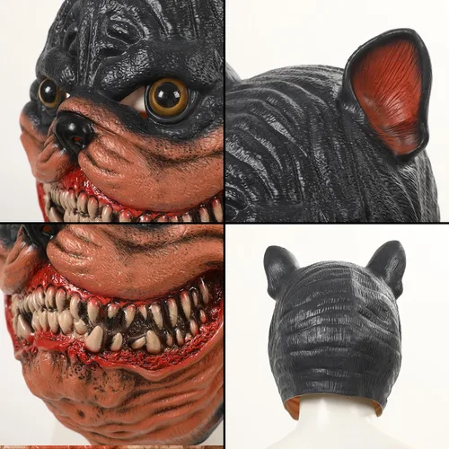 Vista 5 de Máscara aterradora de Halloween para adultos, de látex de terror, máscara de demonio espeluznante para fiesta, disfraz de cosplay