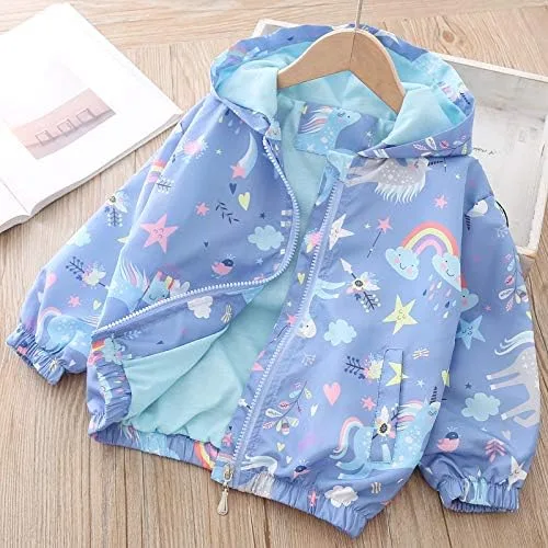 Vista 6 de Feidoog Chamarras con capucha y cremallera para niños y niñas, con dibujos animados, para primavera y otoño