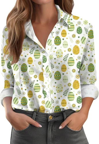 Vista 16 de Camisetas de San Valentín para mujer, camisas con botones, blusas de corazón, elegantes, informales, cuello de solapa, manga larga, suave, cómoda
