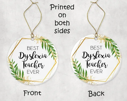 Vista 3 de HTDesigns Adorno de Navidad para profesor de dislexia, regalo para profesor de dislexia, el mejor profesor de dislexia del mundo, el mejor profesor