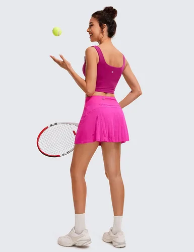 Vista 3 de CRZ YOGA Womens Pleated Tennis Skirts with Pockets High Waisted Athletic Golf Skorts Skirts for Women Soft Breathable Cute