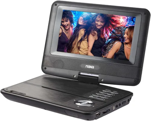 Vista 2 de NAXA Electronics NPD-703 7 pulgadas TFT LCD pantalla giratoria reproductor de DVD portátil - laca negra
