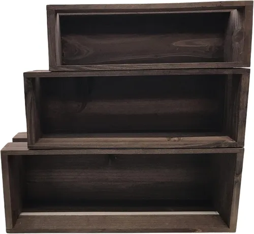 Vista 3 de Juego de 3 cajas de madera para manualidades Anidadas, cajones de madera para decorar, cajas de madera para manualidades, cajón de madera