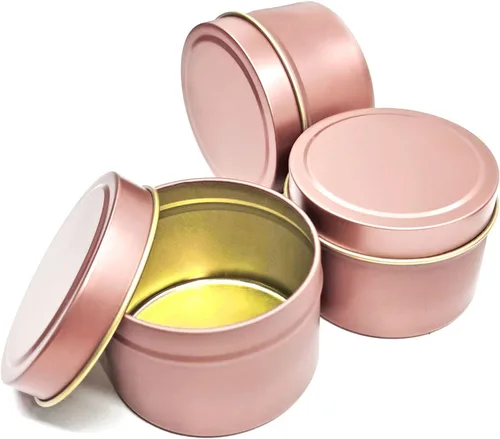Vista 5 de Latas de velas de oro rosa de 8 onzas, 12 piezas para hacer velas de bricolaje