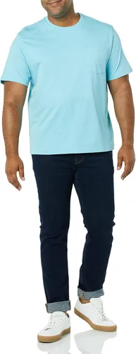 Vista 4 de Tienda Essentials Camiseta de manga corta con cuello redondo para hombre, ajuste regular, paquete de 2