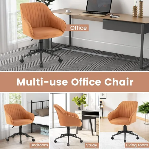 Vista 7 de POWERSTONE Silla moderna de escritorio para oficina en casa, silla de computadora de mediados de siglo, silla giratoria ajustable para dormitorio