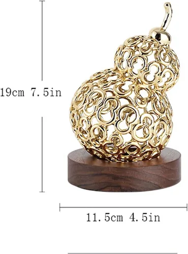 Vista 2 de SHUTING2020 Chino Feng Shui Escultura Chino Buena Suerte Calabaza para la Riqueza Figura Coleccionable Calabaza Decoración del Hogar, Aleación