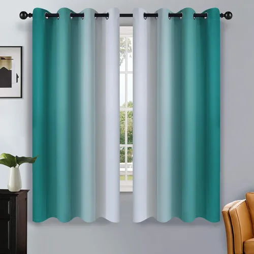 Vista 240 de SimpleHome Cortinas degradadas degradadas para oscurecer la habitación de 36 pulgadas de largo para dormitorio, con ojales y bloqueo de luz Negro