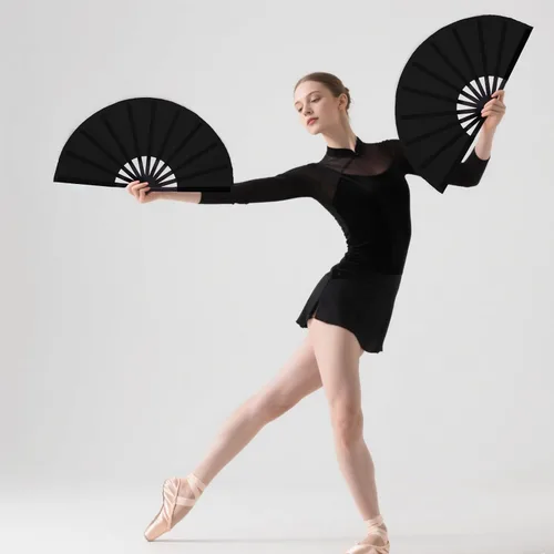 Vista 5 de Nydotd Paquete de 2 ventiladores plegables de mano para fanáticos rave, tela de nailon plegable para hombres y mujeres, línea de actuación, danza