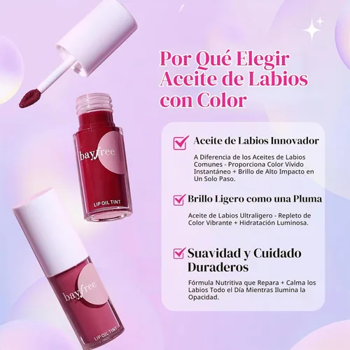 Vista 3 de bayfree Juego de manchas de aceite de labios tintado, 4 tonos, brillo