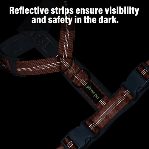 Vista 44 de Arnés para perro Plutus Pet sin tirón, arnés ajustable de nylon con acolchado suave, arnés para perro reflectante y resistente para perros pequeños