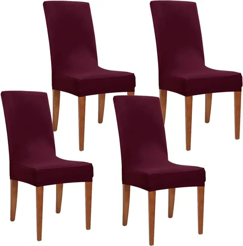 Vista 16 de Obstal - Juego de 4 fundas para sillas de comedor elásticas en negro de spandex, extraíbles y lavables, fundas de asiento para sillas de cocina