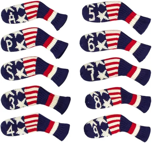 Vista 12 de Scott Edward 10 fundas para cabezas de palos de golf para hierros, básicamente, con forma de calcetines, lavables, duraderos, protectores de cabeza