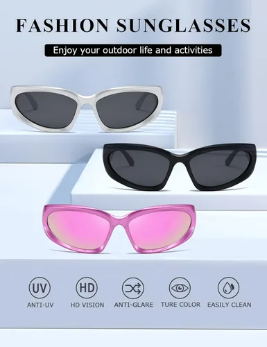 Vista 3 de kimorn Y2K K1273 - Lentes de sol polarizados envolventes para mujeres y hombres Swift Oval Fashion Sport Shades