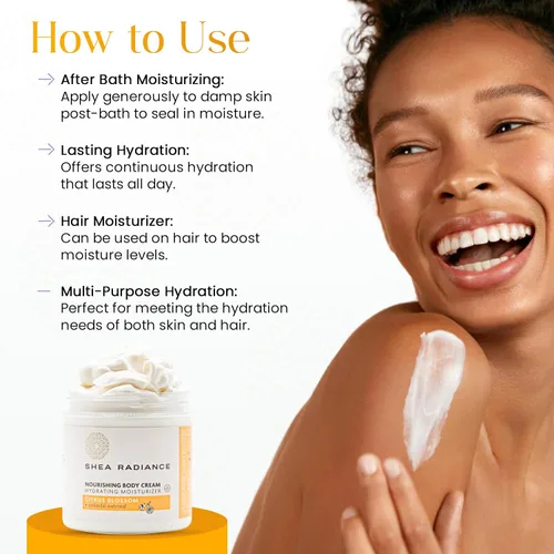 Vista 8 de Shea Radiance Crema corporal nutritiva con avena coloidal Hidratante hidratante para pieles sensibles Hidratación suave con humedad duradera