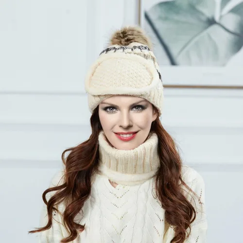 Vista 4 de Winter Hats for Women Fleece Lined Knit Hat and Scarf Set Warm Soft Beanies Hats