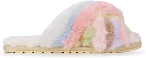 Vista 4 de EMU Australia Mayberry Rainbow - Pantuflas de piel de oveja para mujer, Arco iris