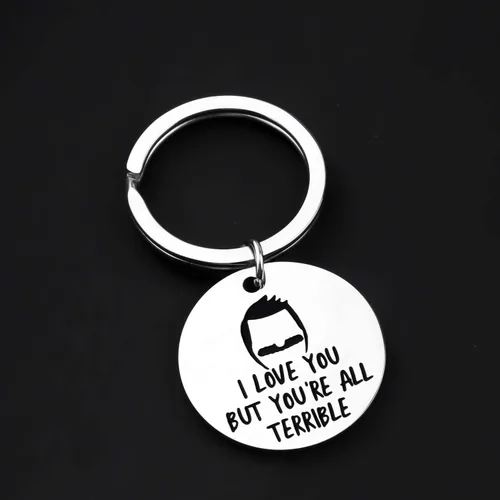 Vista 5 de ENSIANTH Llavero inspirado en Bob con texto en inglés "I Love You But You're All Terrible Burgers", regalo para fanáticos de Bob Belcher