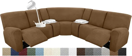 Vista 29 de Fundas para sofá modular reclinable, impermeable, en forma de L, lavable, para sofá reclinable en forma de L, súper elásticas, suaves, para esquinas