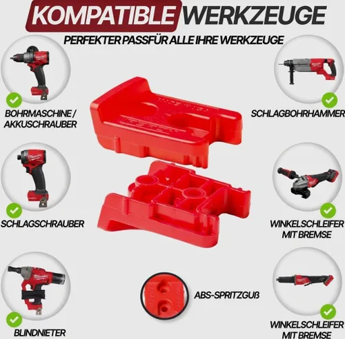 Vista 7 de Soporte para herramientas PERCH para Milwaukee M18 18v Monta de forma segura 5 herramientas inalámbricas Montaje universal Organizador