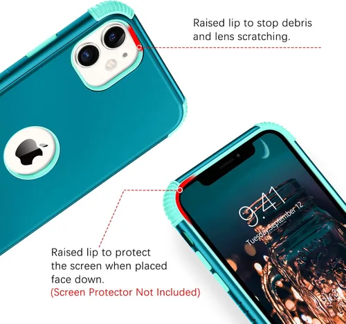 Vista 5 de BENTOBEN Funda para iPhone 11, Uso Intensivo 2 en 1 Protección Completa Rugosa a Prueba de Golpes Híbrida Parachoques de PC Duro Cubierta Protectora