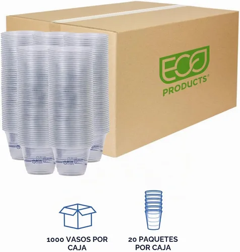 Vista 2 de Eco-Products BlueStripe - Vasos fríos reciclados, desechables, 9 onzas