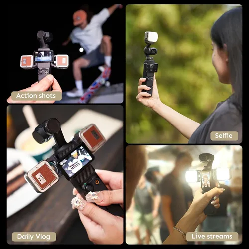 Vista 2 de Harlowe Atom 2 Pocket Duo Kit - Mini luz magnética para cámara de 2 W - Luz de llenado con sensor de movimiento recargable tipo C para vlogging
