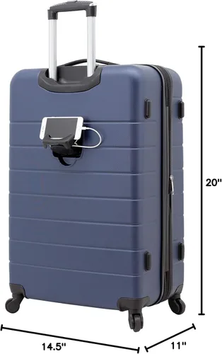 Vista 13 de Wrangler - Juego de piezas de equipaje inteligente con portavasos y puerto USB, Azul marino
