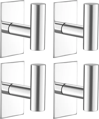 Vista 20 de VAEHOLD - Ganchos adhesivos de pared para toallas, resistentes, impermeables, de plata, para colgar abrigos, ropa, gancho de pared para armario