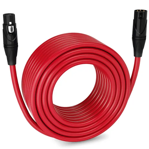 Vista 150 de LyxPro Cable de micrófono XLR hembra a macho de ángulo recto de 3 pines de 1.5 pies para altavoces amplificados, interfaz de audio, rendimiento