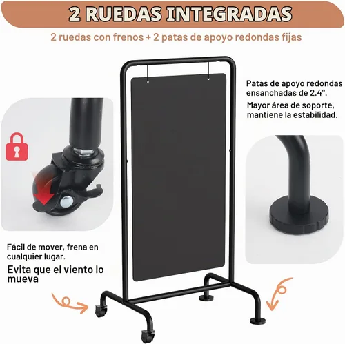 Vista 5 de SELEAD Pizarra de metal oscilante con ruedas, tabla grande de acera de 21 x