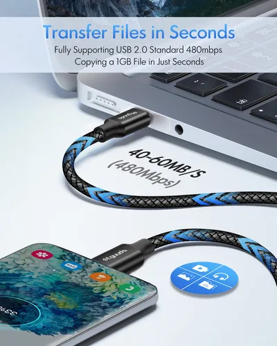 Vista 5 de etguuds - Cable largo USB C a USB C de 10 pies, 60 W, cable de carga rápida tipo C a C Para iPhone 17 16 15 Pro Max Plus Air, Samsung S26 S25 S24