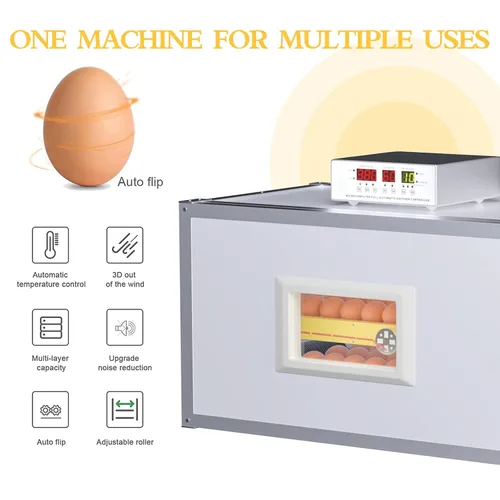 Vista 10 de Incubadora de huevos, incubadora de huevos de granja con giro automático de huevos y control de humedad, máquina industrial de crianza de pollo