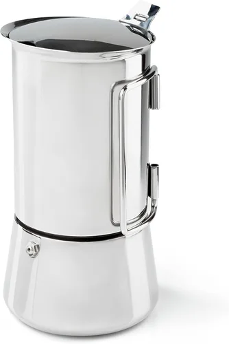 Vista 3 de GSI Outdoors 6 tazas de acero inoxidable Moka para estufa de café expreso para camping, viajes y cabaña