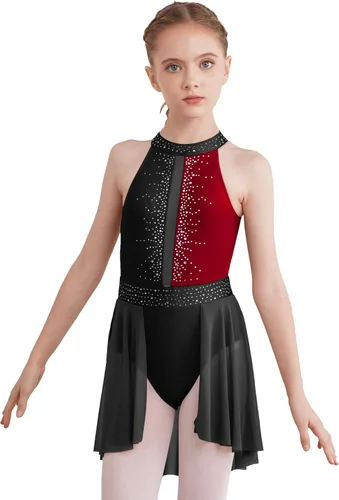 Vista 25 de CHICTRY Kids Girls Sparkly Rhinestone Ballet Gymnastics Leotards Modern Lyrical Dance Costume